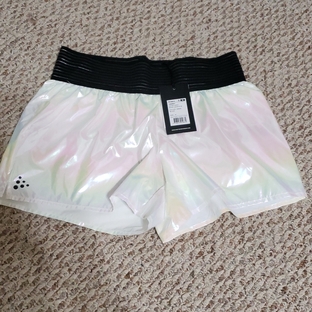 Craft White Shiny Sport Shorts, M